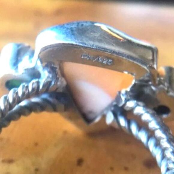 Natural Fire Opal Chrome Diopside Sterling Silver Ring Size 6 - Picture 6 of 6